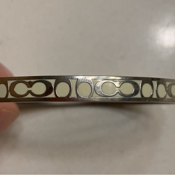 Coach Silver and Cream Bangle Bracelet - Picture 2 of 8